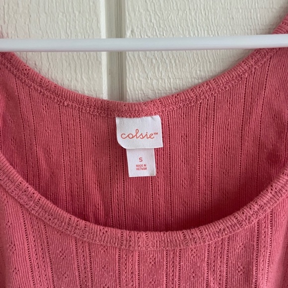 Colsie Pink Ribbed Crop Tank Top - Picture 2 of 2